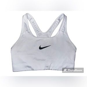 Nike DryFit Sports Bra - White/Black Swoosh - Size S